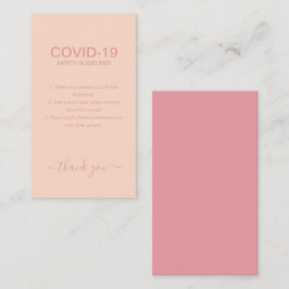 Einfache Rose Gold Covid Sicherheitshinweise Blush Visitenkarte