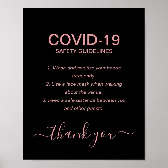 Einfache Rose Gold Covid Sicherheitsrichtlinien Sc Poster (Vorne)