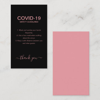 Einfache Rose Gold Covid Sicherheitsrichtlinien Sc Visitenkarte