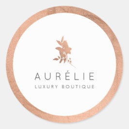 Einfache Rose Gold Floral Luxus Boutique Runder Aufkleber
