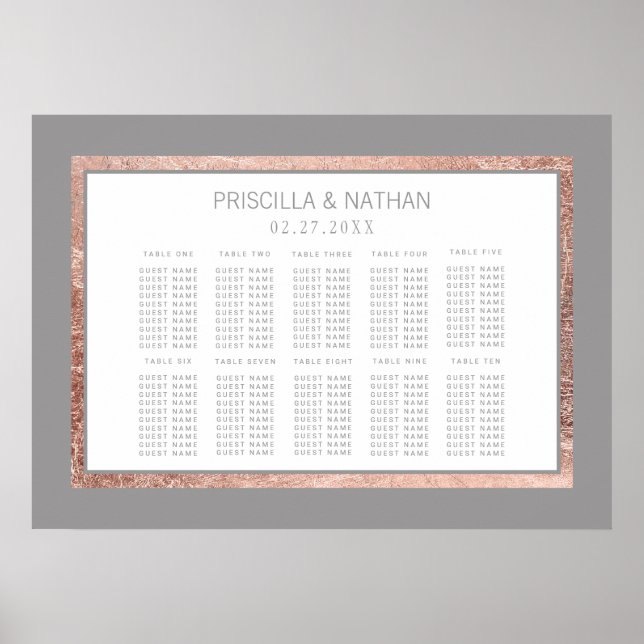 Einfache Rose Gold Frame Slate Grau Seekarte Poster (Vorne)