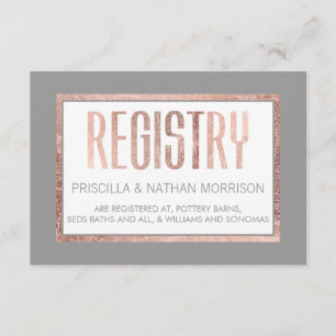 Einfache Rose Gold Frame Slate Graue Geschenkregis Begleitkarte