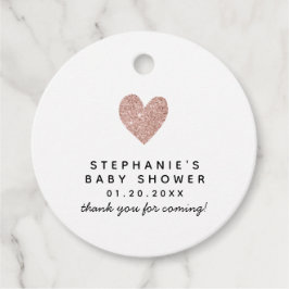 Einfache Rose Gold Glitzer Herz Kinderdusche Geschenkanhänger