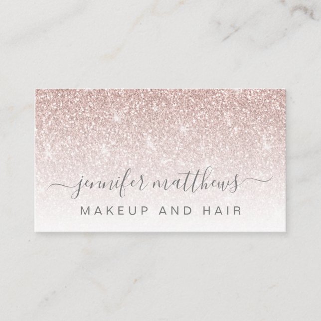 Einfache Rose Gold Glitzer Makeup Artist Hair Salo Visitenkarte (Vorderseite)