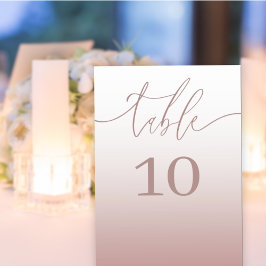 Einfache Rose Gold Gradient Wedding Tischnummer