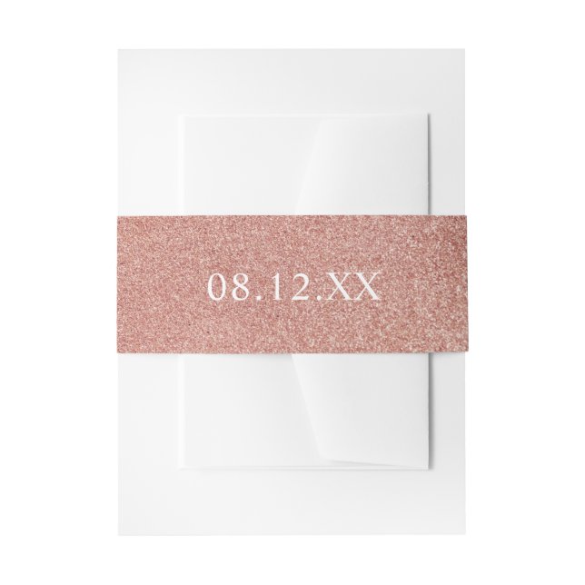 Einfache Rose Gold Imitats Glitzer Glam Date Hochz Einladungsbanderole (Vorderseite Beispiel)