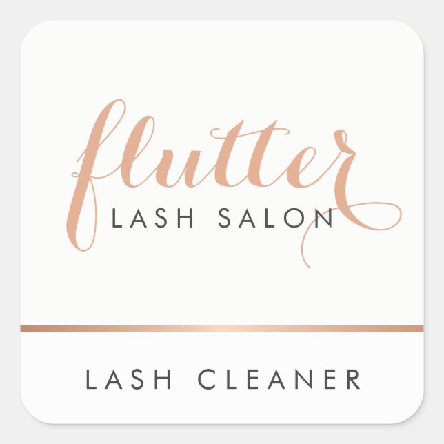 Einfache Rose Gold Lash Salon Logo Quadratischer Aufkleber (Vorderseite)