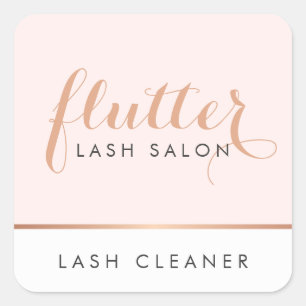 Einfache Rose Gold Lash Salon Logo Rosa Quadratischer Aufkleber