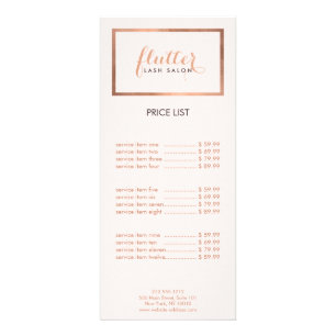 Einfache Rose Gold Lash Salon Logo Rosa Werbekarte