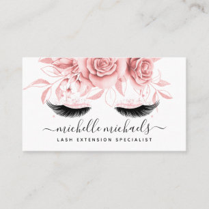 Einfache Rose Gold Lashes Aftercare Instruktionen Visitenkarte