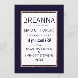 Einfache Rose Gold-Lined-Trauzeugin Einladung