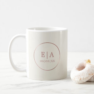 Einfache Rose Gold Monogram Couples Hochzeitskaffe Kaffeetasse