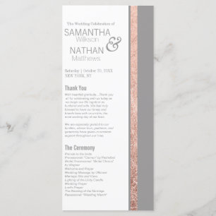 Einfache Rose Gold Rahmen Slate Gray Wedding Programm