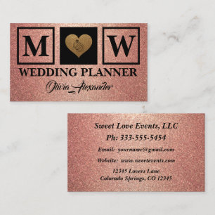 Einfache Rose Gold Wedding Planner Business Card Visitenkarte