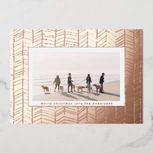 Einfache Rose Gold Weihnachts Candy Cane Foto Folien Feiertagskarte