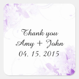 Einfache Rose Hochzeitsaufkleber vr4 Quadratischer Aufkleber