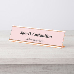 Einfache Rosé Pastell Hell Name Titel Schreibtisch Schreibtischnamensplakette
