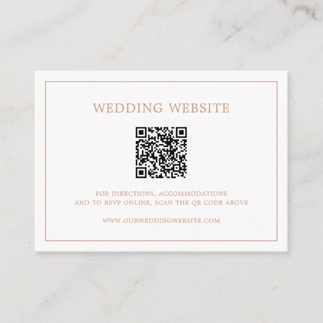 Einfache Rose Rosa Monogram QR Code Elegante Hochz Begleitkarte (Vorderseite)