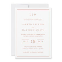 Einfache Rose Rosa Monogramm Elegante Hochzeit