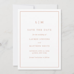 Einfache Rose Rosa Monogramm Elegante Hochzeit Save The Date