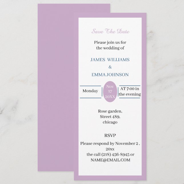 Einfache Rose Save the Date Personalisiert Einladung (Vorne/Hinten)