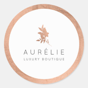 Einfache Roségold-Blumen-Luxus-Boutique Runder Aufkleber