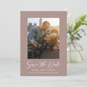 Einfache Rosy Brown Moderne Elegante Hochzeit Save The Date