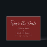 Einfache Rot-Weiß-Schrift-Hochzeit speichern Sie d Save The Date<br><div class="desc">Einfach und modern weiß auf rotem Hintergrund Hochzeit "Save the Date". Ideal für jede Hochzeit zu jeder Jahreszeit.</div>