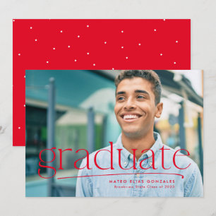 Einfache rote Abschlussfoto-Graduationskarte Ankündigung