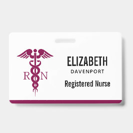 Einfache rote Caduceus Registered Nurse RN Symbol Ausweis