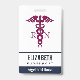 Einfache rote Caduceus Registered Nurse RN Symbol Ausweis