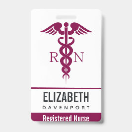 Einfache rote Caduceus Registered Nurse RN Symbol Ausweis