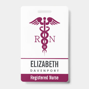 Einfache rote Caduceus Registered Nurse RN Symbol Ausweis