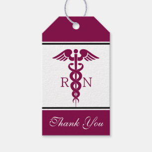 Einfache rote Caduceus Registered Nurse RN Symbol Geschenkanhänger