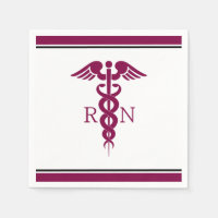 Einfache rote Caduceus Registered Nurse RN Symbol