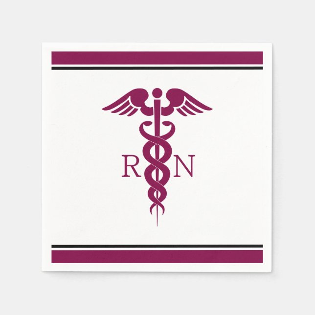 Einfache rote Caduceus Registered Nurse RN Symbol Serviette (Vorderseite)