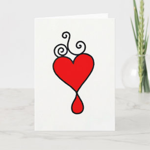 Einfache rote Herz-Swirls-Karte Karte