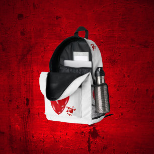 Einfache rote Herzen am Tag des weißen Happy Valen Bedruckter Rucksack