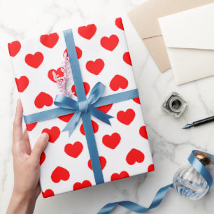 Einfache Rote Herzen Minimalistisch Geschenkpapier