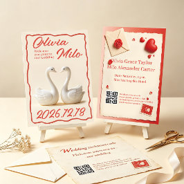 Einfache rote Hochzeit Einladung
