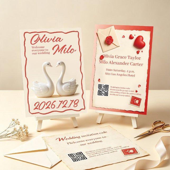 Einfache rote Hochzeit Einladung (Von Creator hochgeladen)