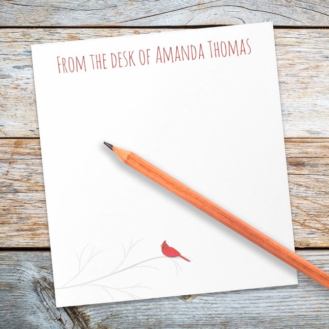 Einfache Rote Kardinal Winter Elegante Birch Tree Notizblock (Simple elegant red cardinal custom notepad)