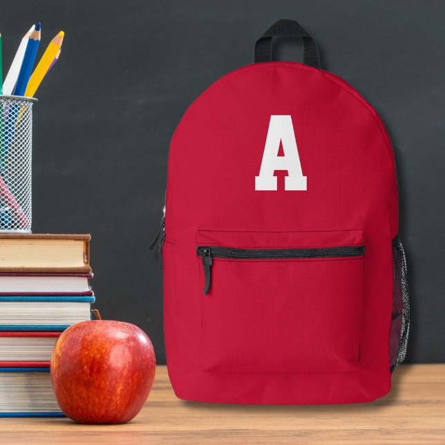 Einfache rote Monogramm Bedruckter Rucksack (Von Creator hochgeladen)