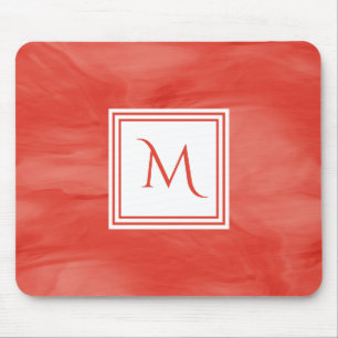 Einfache Rote Orange Subtile Marmor Modernes Monog Mousepad
