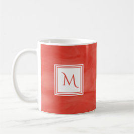 Einfache Rote Orange Subtile Marmor Modernes Monog Tasse