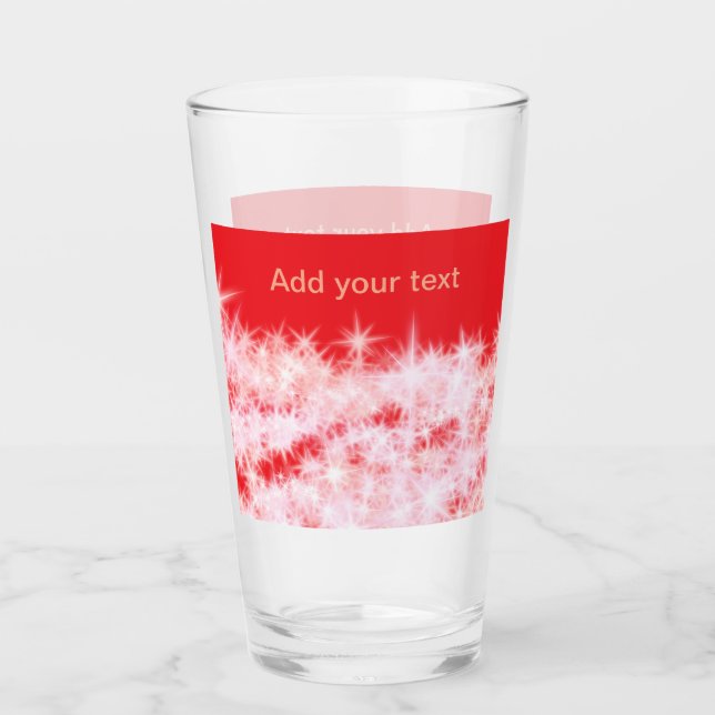 Einfache rote Rosa glitt funkelnde Sterne fügen Ih Glas (Vorderseite)