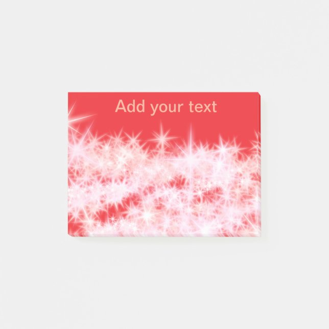 Einfache rote Rosa glitt funkelnde Sterne fügen Ih Post-it Klebezettel (Vorderseite)