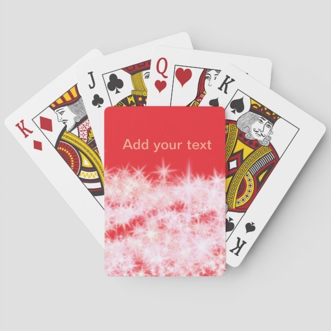 Einfache rote Rosa glitt funkelnde Sterne fügen Ih Spielkarten (Rückseite)