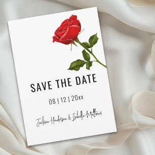 Einfache rote Rose Hochzeit Termin speichern Save The Date