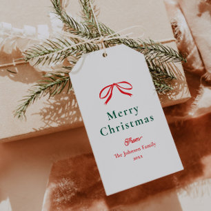 Einfache rote Schleife Weihnachten Geschenkanhänger
